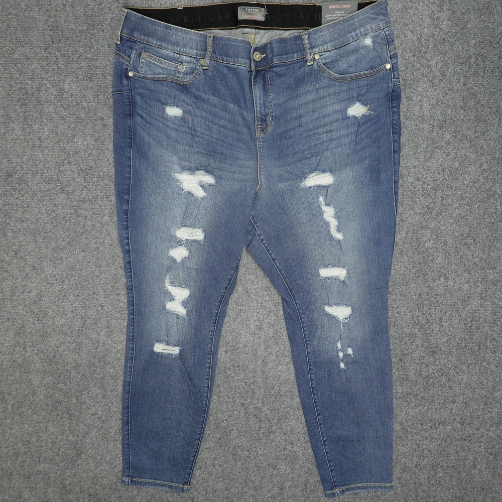 Torrid‎ Jeans Womens 26R Bombshell Skinny Distressed High Rise Premium Stretch